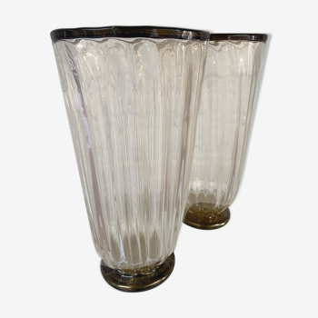 Pair of Toso vases - Murano glass - 80s