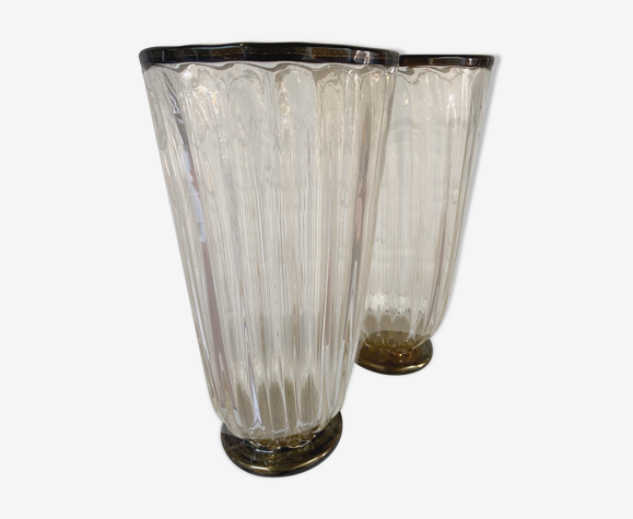 Paire de vases Toso en verre de Murano, années 80