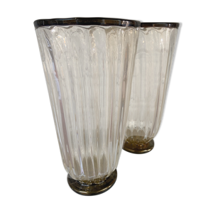 paire de vases Toso en verre de Murano, années 80