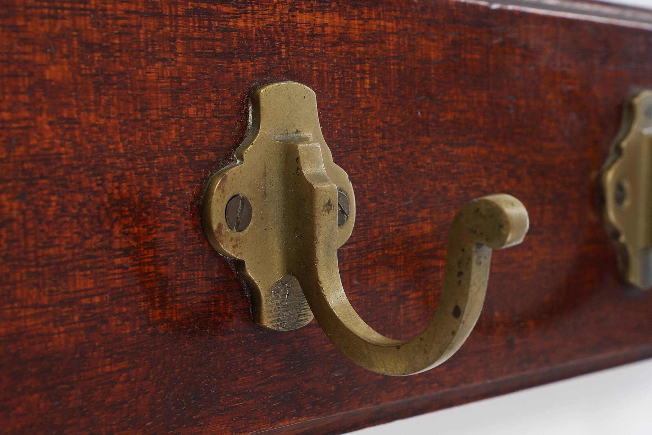 Art Nouveau coatrack in brass and oak, France ca. 1900
