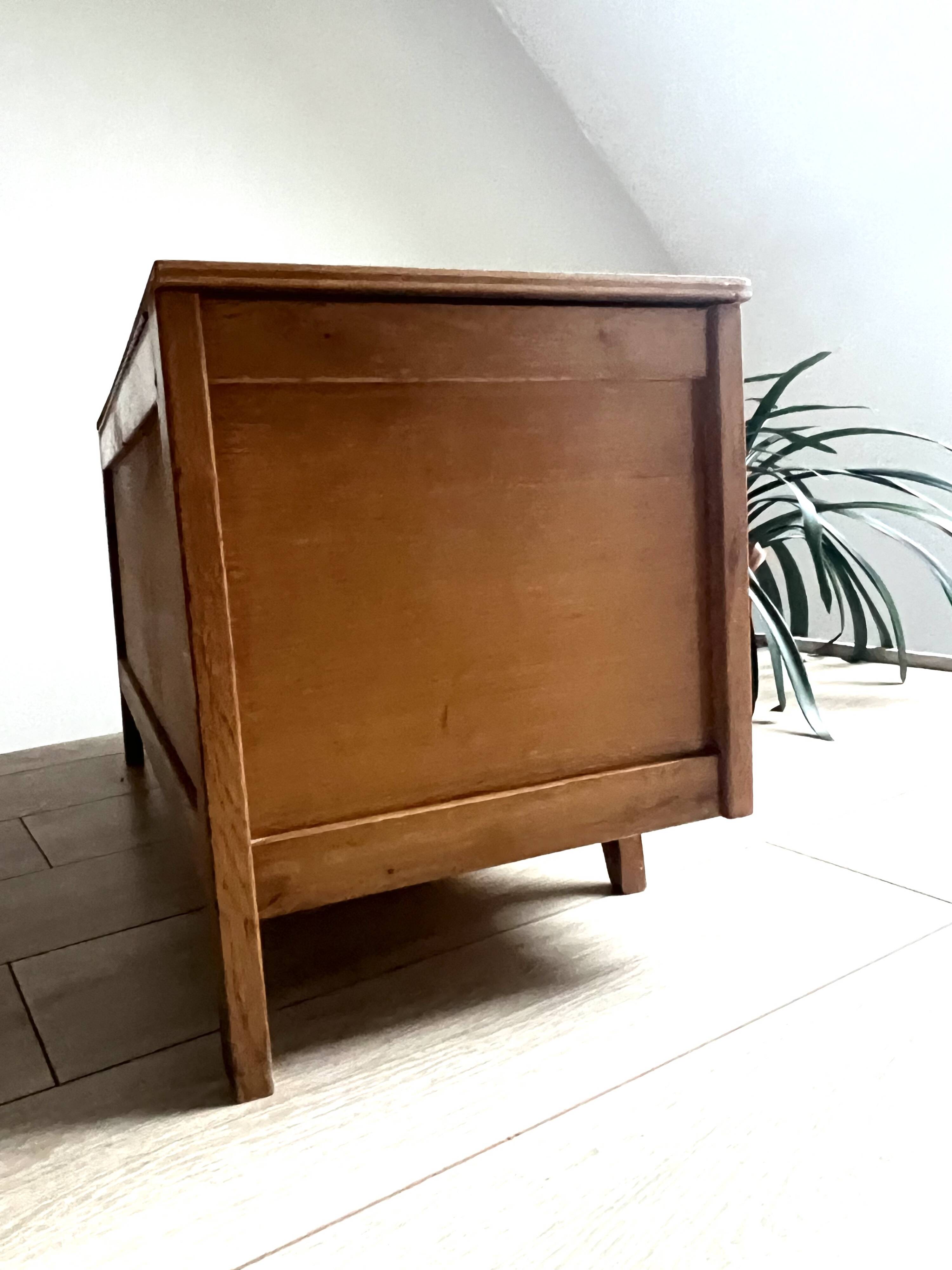 Wooden and rattan chest