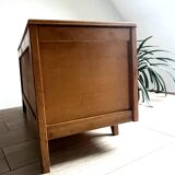 Coffre en bois et rotin