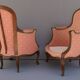 Pair of Louis XV period bergeres in walnut
