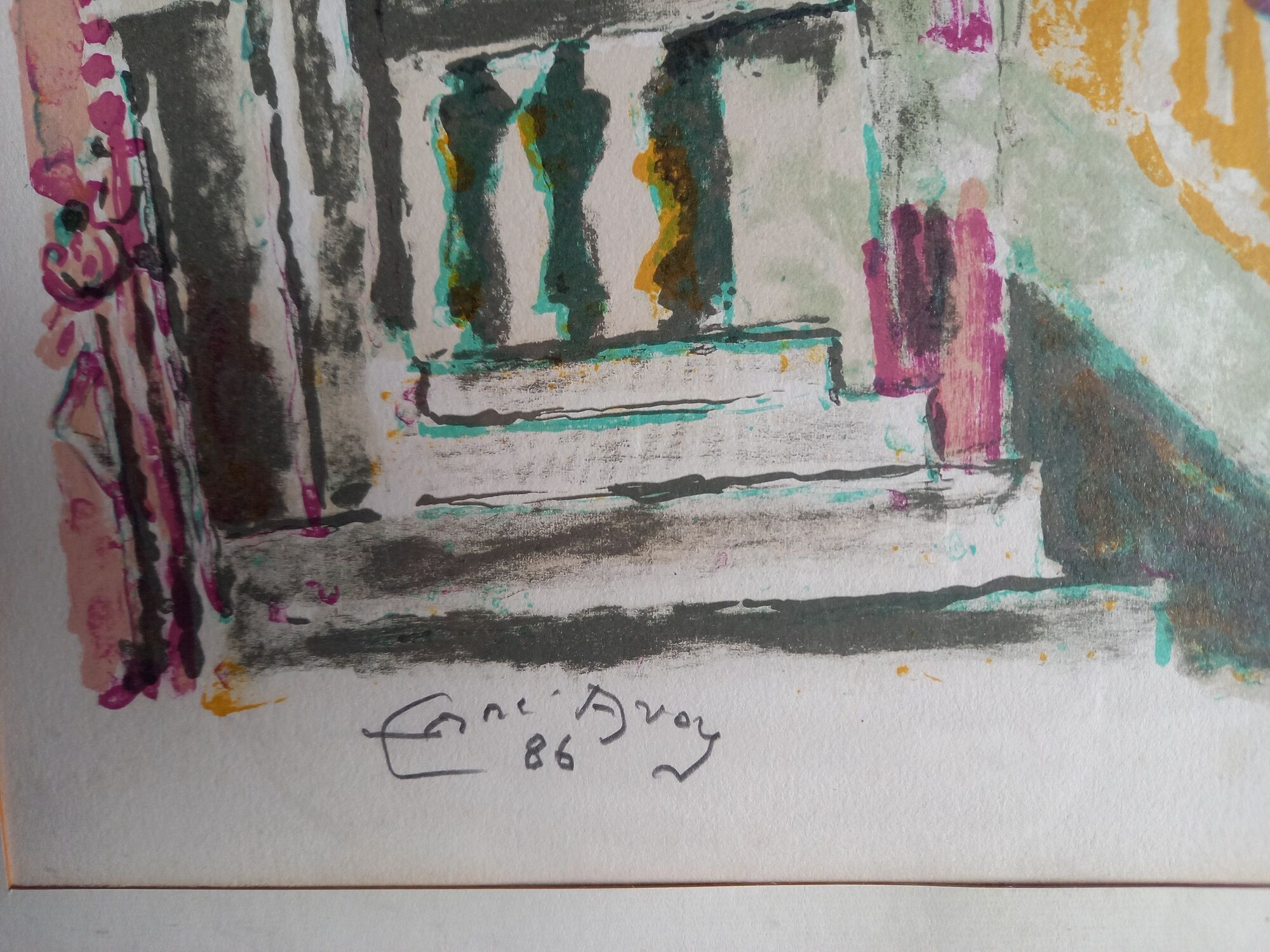 Venice, Les gondoles sur le canal - Original lithograph by Edouard Georges Mac-Avoy,1986