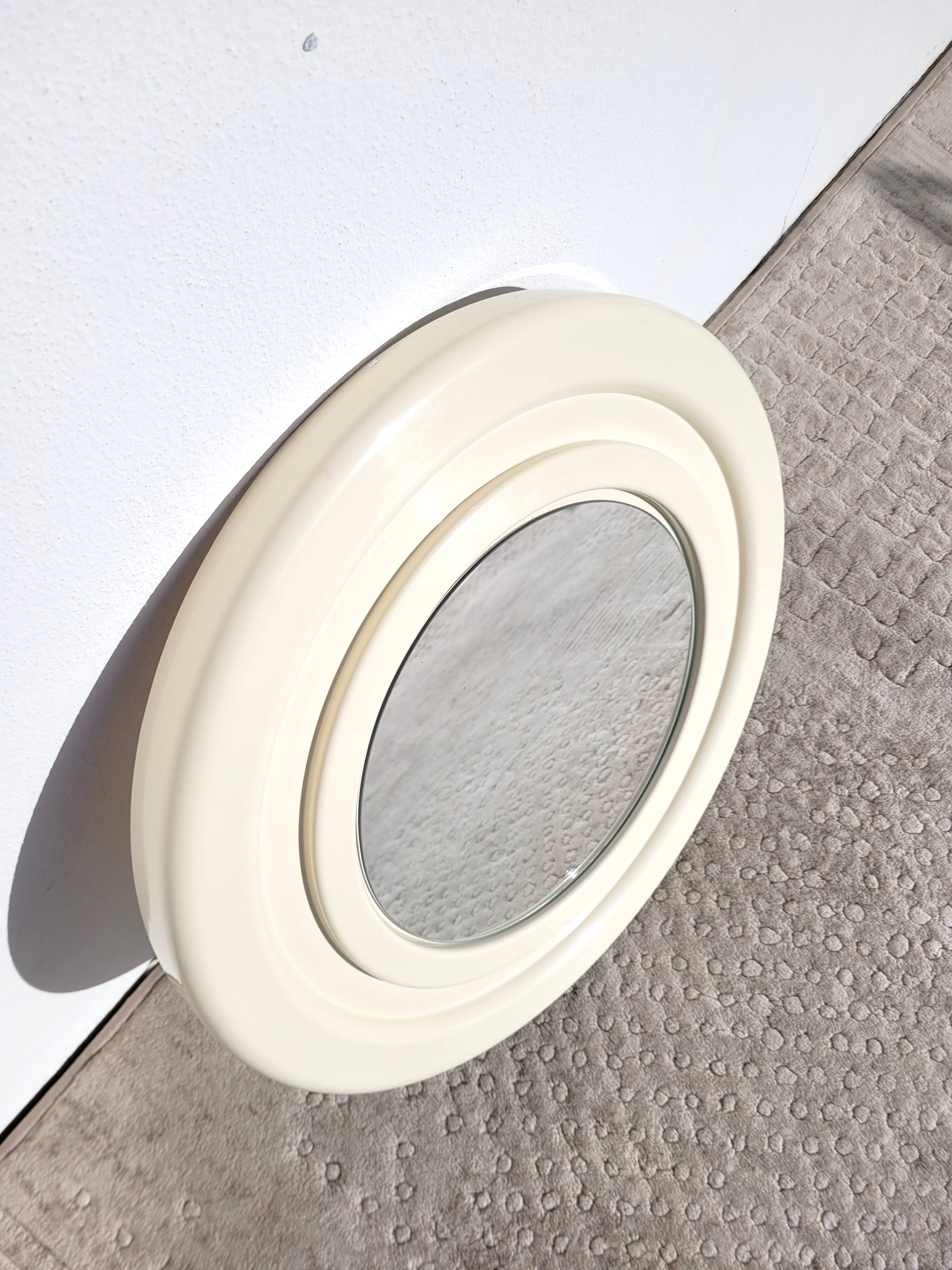 Round mirror white 50cm vintage 1970