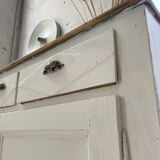 Meuble de métier enfilade patine blanche