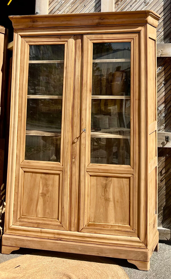 Armoire parisienne vitrée ancienne : vaisselier bibliothèque