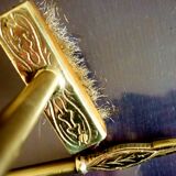 Servant, accessories fireplace, marked chiseled bronze and brass, 5 pieces