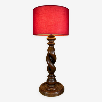 Lampe bois torsadé années 60