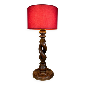 Lampe bois torsadé années
