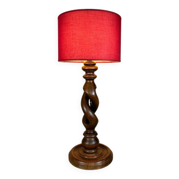 Lampe bois torsadé années 60
