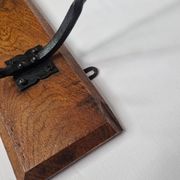 Patère murale en bois massif et fer forgé, style rustique, 59 cm