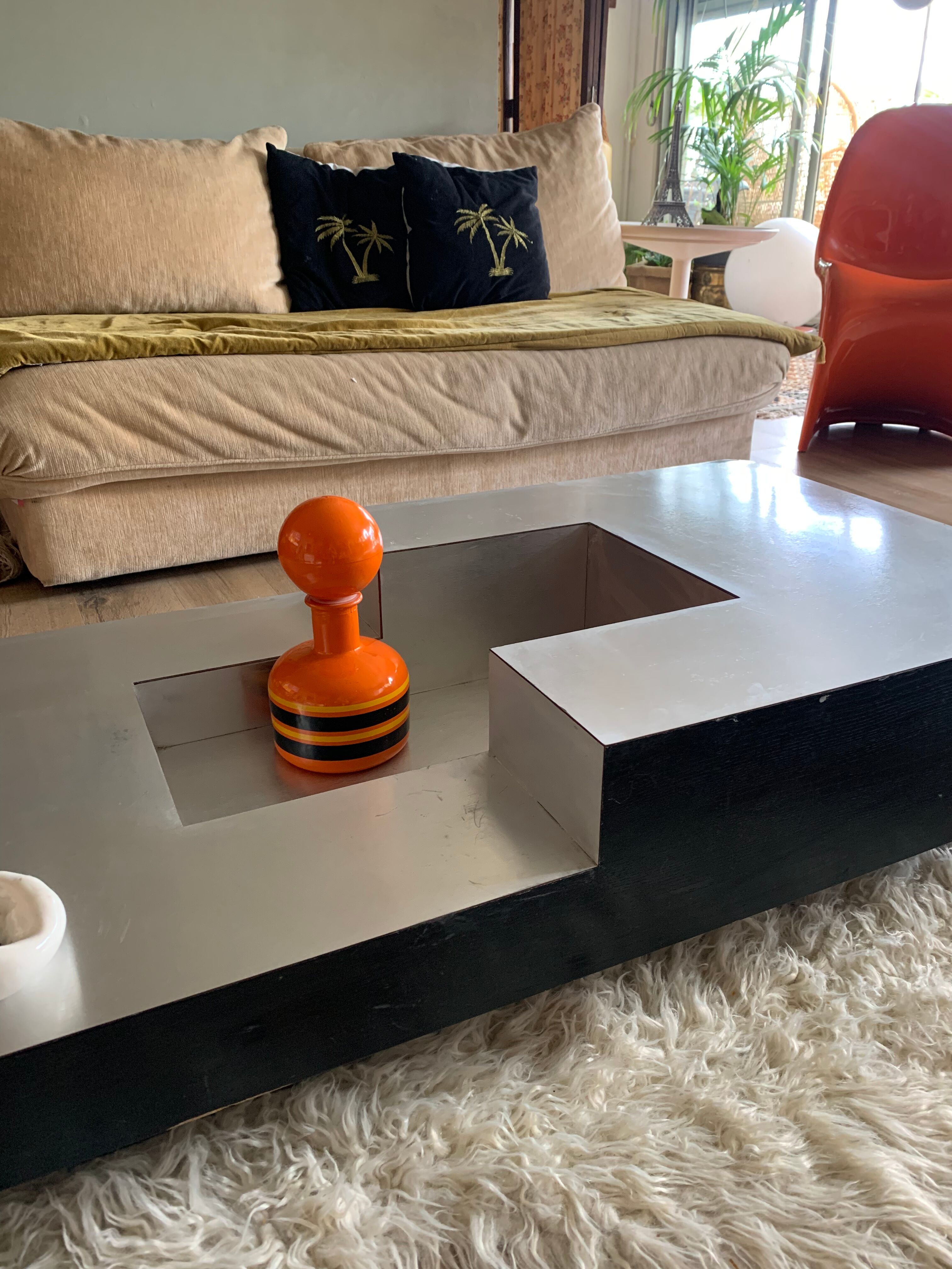 Table basse aluminium et bois