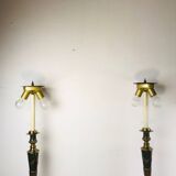 Vintage dutch brass and green table lamps from kullmann, 1970s, set of 2 table lamps. baroque