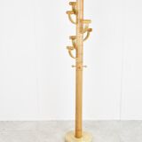 Modernist travertine and wood coat rack 1980s