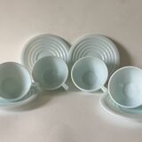 4 mint opaline cups and saucers