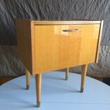 French vintage bedside in varnished blond wood 60