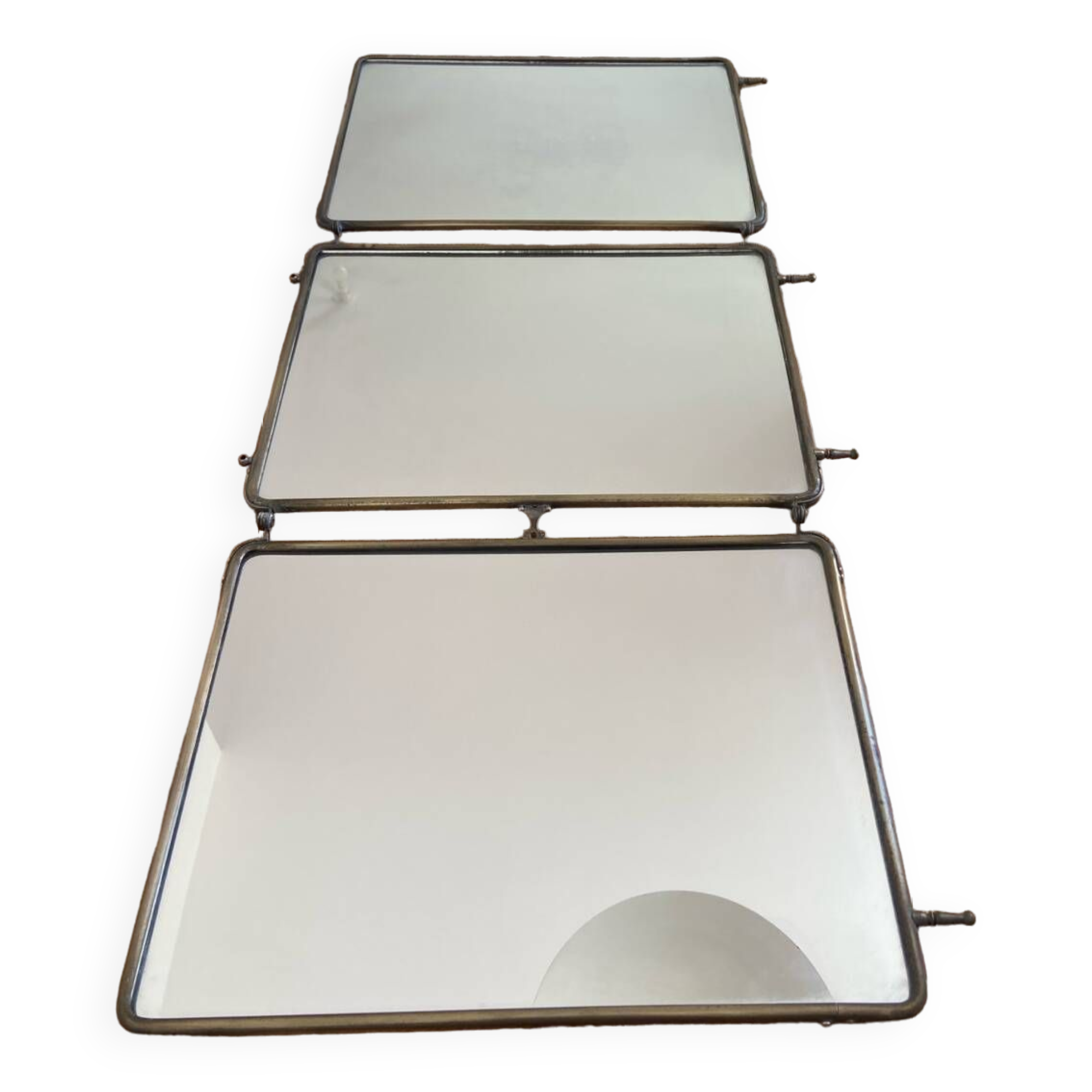 Metal triptych mirror from the 1950s