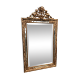 Golden mirror with pediment 134 x 77 cm