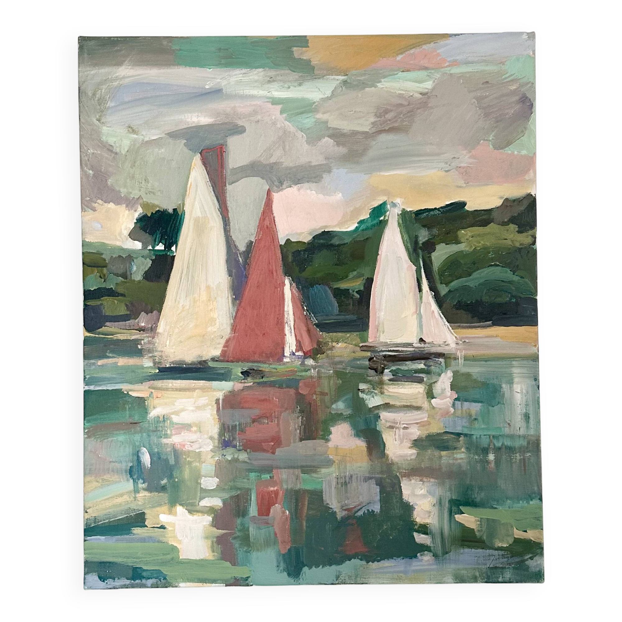 Oil on canvas sailboats