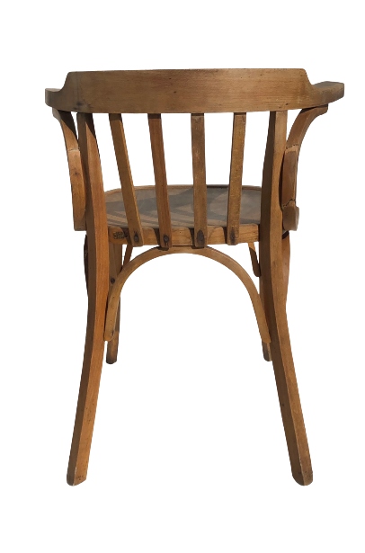 Curved wooden armchair