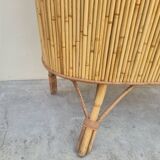 Bar vintage en rotin Bambou 1950s