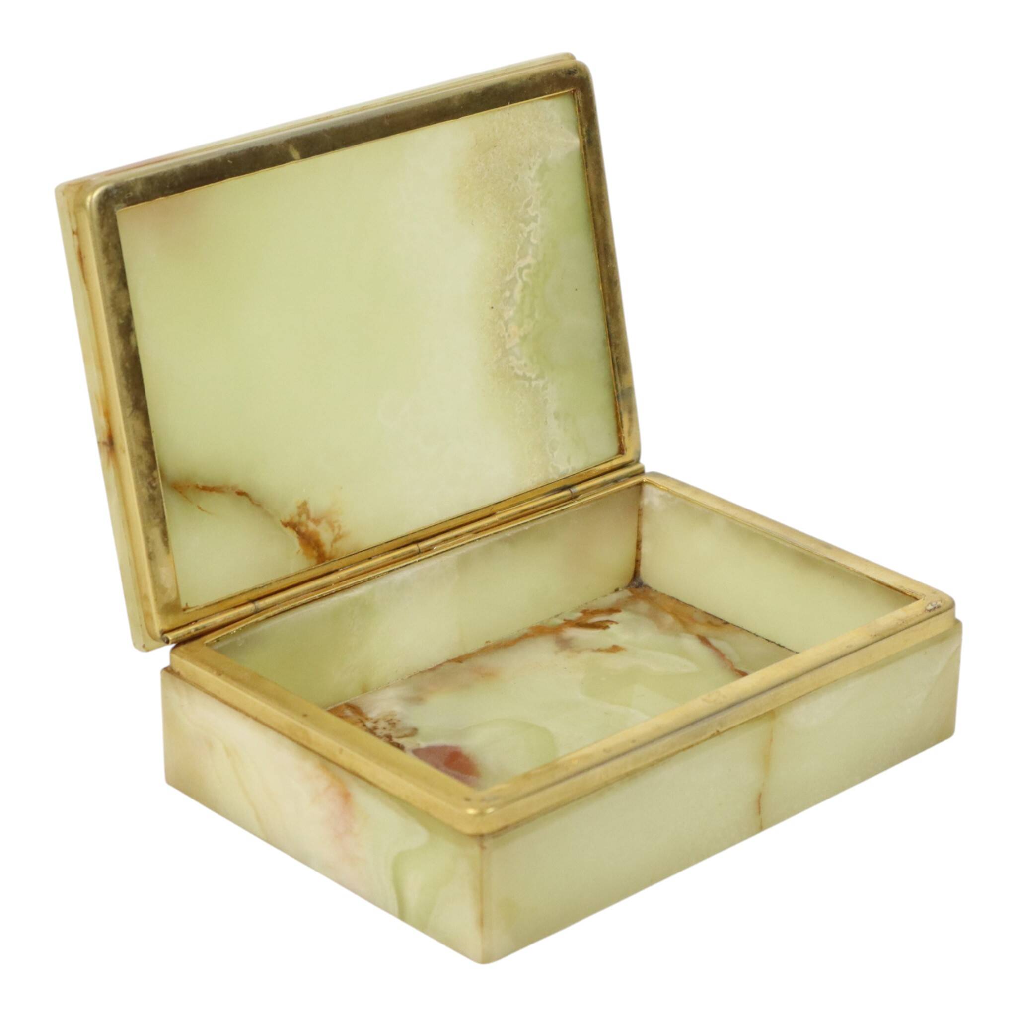 Vintage Italian Smoker's Box Jewelry Box Onyx Natural Stone