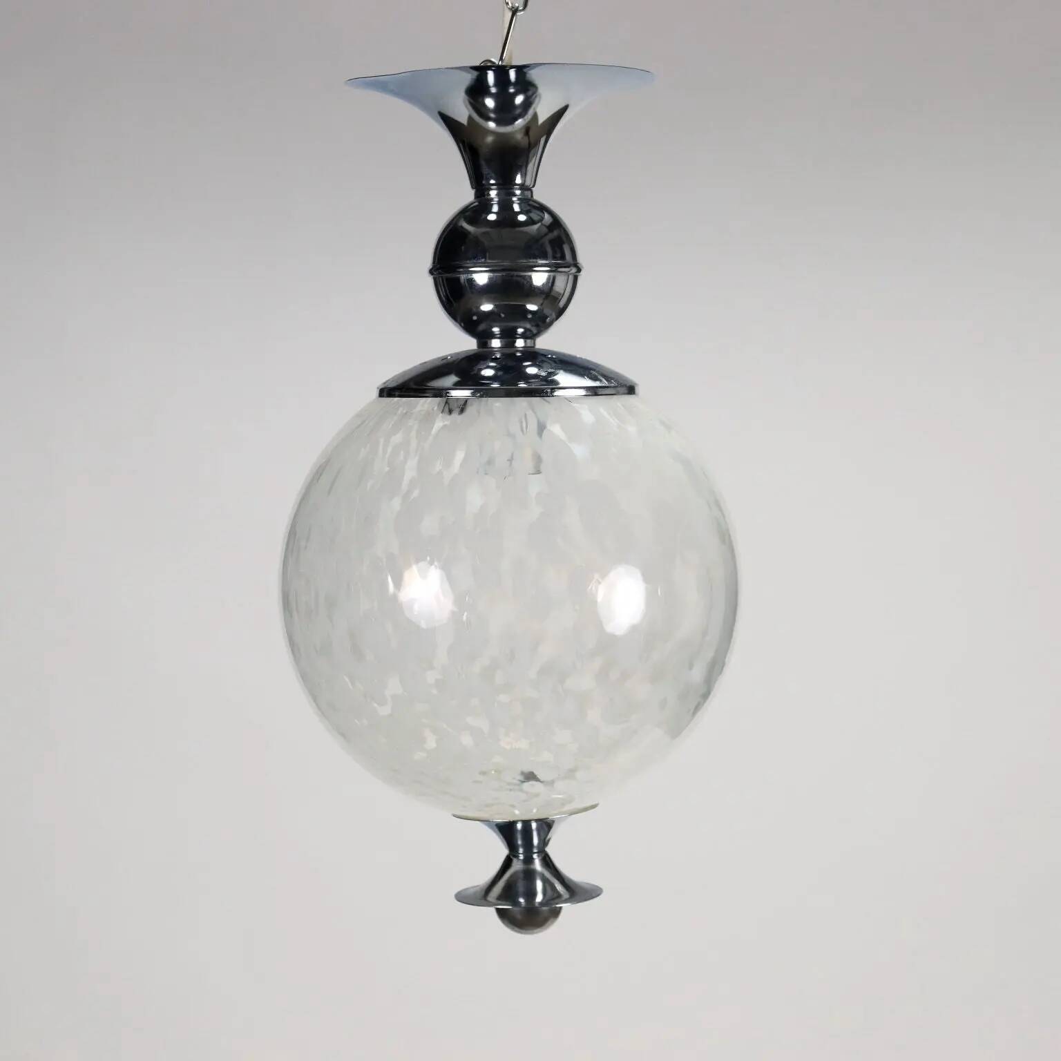 Group of 2 chrome metal and glass lamps, Italy, 1960s