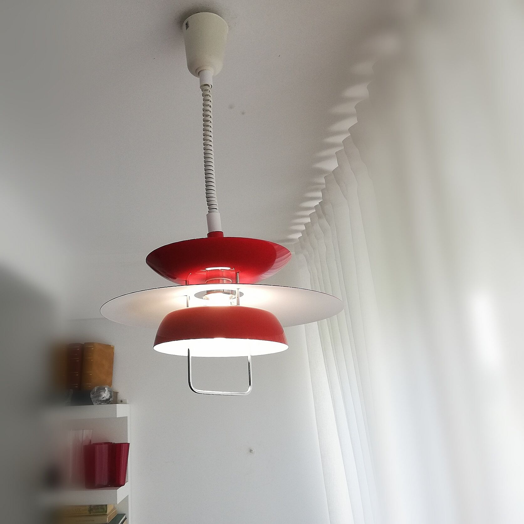 Red pull-down Scandinavian design ceiling lamp Berga by Markslöjd Sweden