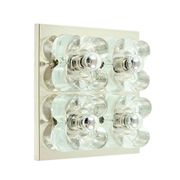 XL Mid Century floral wall light in glass and chrome by Sische, 1960s.
