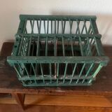cage à oiseaux ancienne en bois et peinte en vert