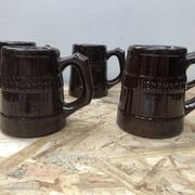Serie 5 tasses chopes miedzygorze céramique marron vintage