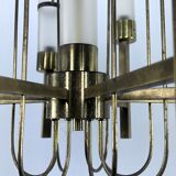 Sciolari, eight arms brass and glass tube chandelier. Italy 1960s