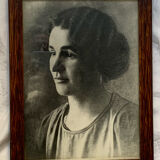 Ancien tableau photo de jeune femme vintage