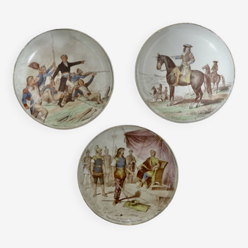 3 old creil monteraux plates