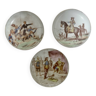 3 old creil monteraux plates