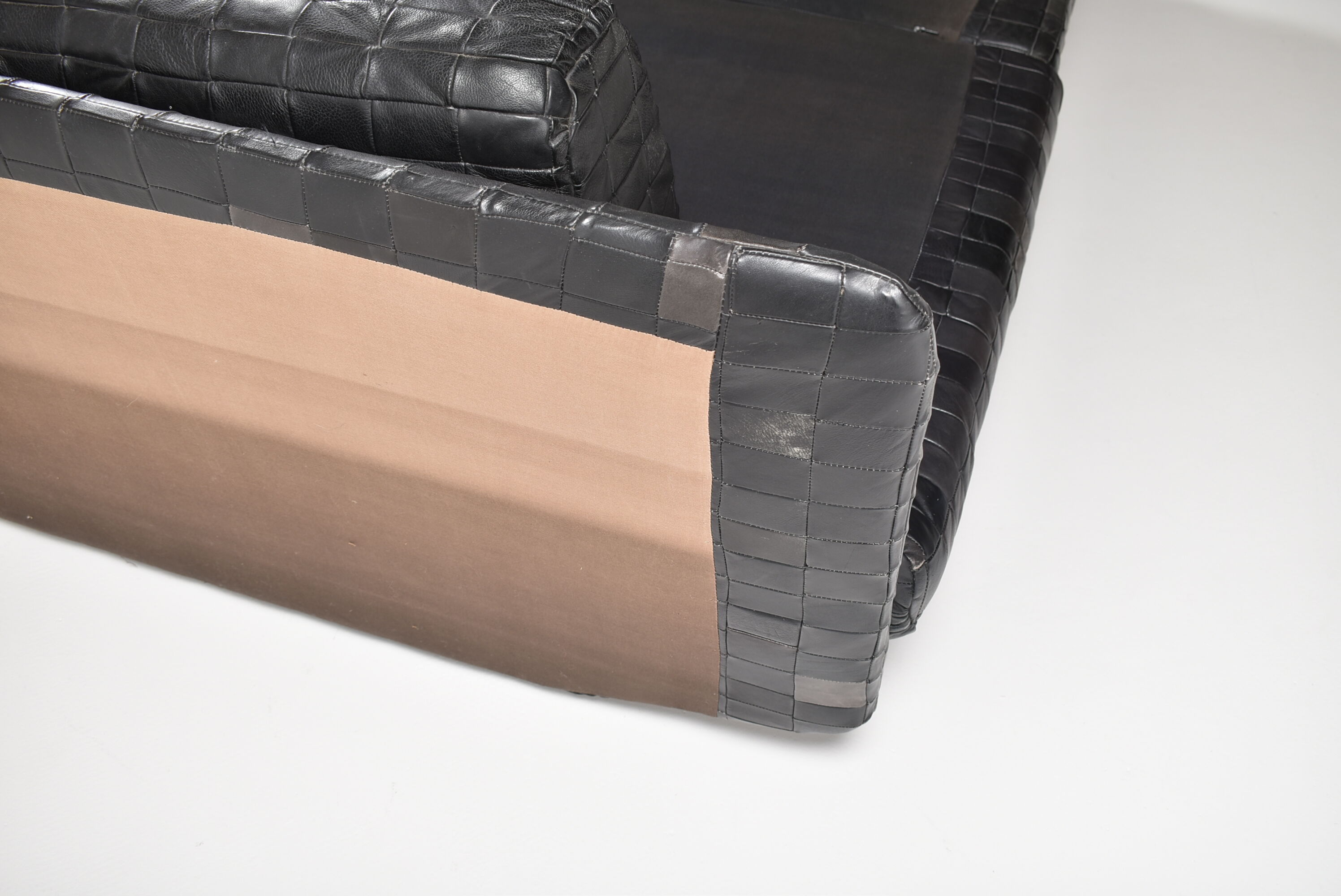 Convertible leather patchwork sofa