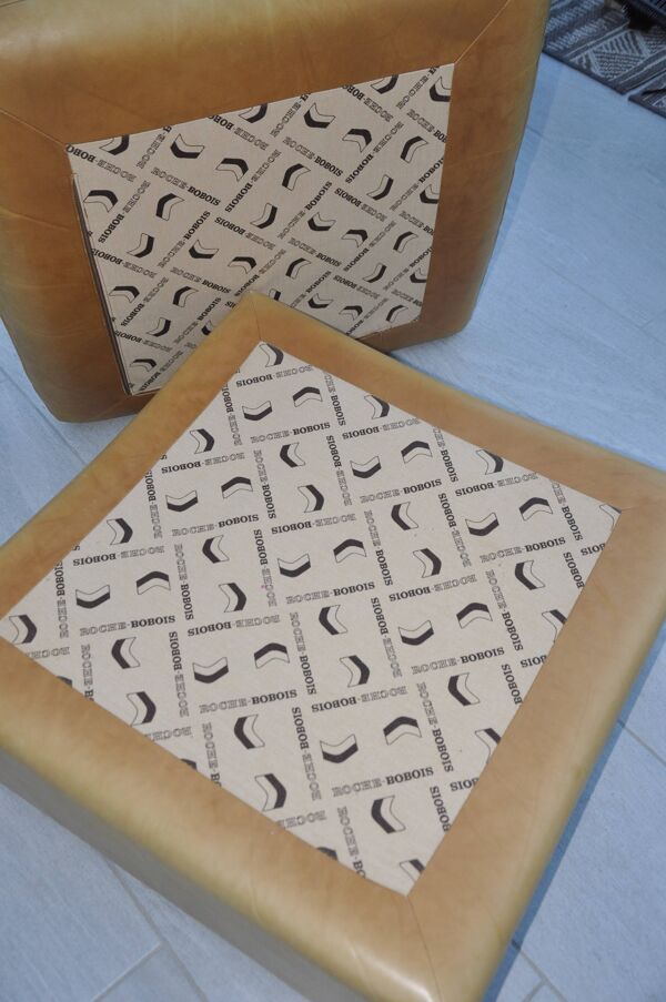 Pouf en cuir Roche Bobois , années 70