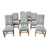 8 solid wood chairs in Louis XIII style
