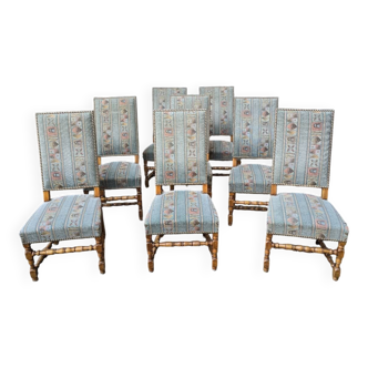 8 solid wood chairs in Louis XIII style