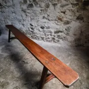 Antique farmhouse bench, 266 cm – oak and pine, 19th century, France