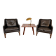Fredrik Kayser mid-century leather & rosewood lounge chairs – brown leather