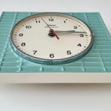 Vintage dugena wall clock, ceramic clock, pastel green, mid century clock