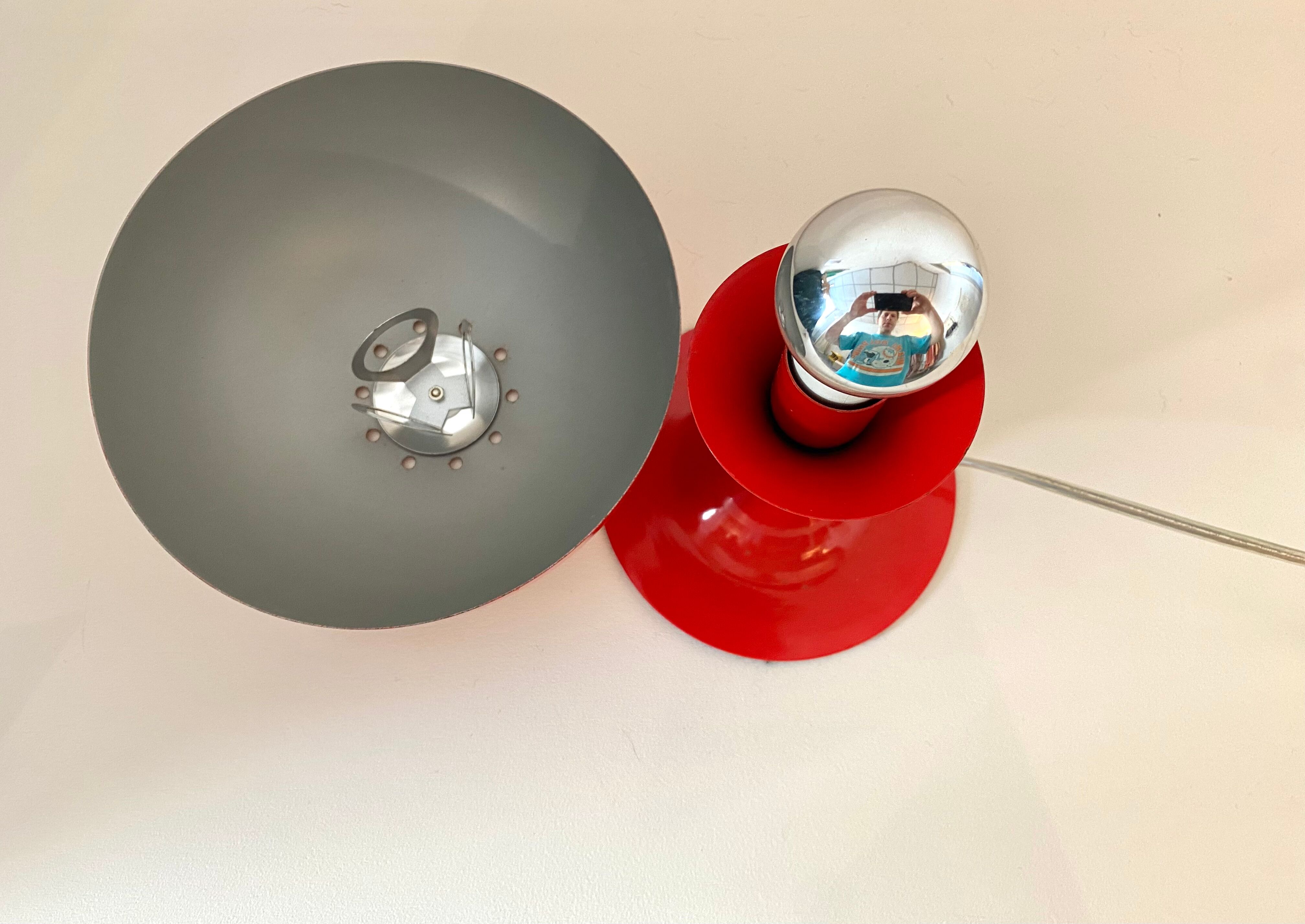 Red metal mushroom lamp