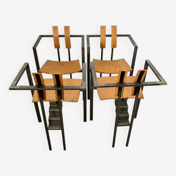 4 anciennes chaises design brut Karl Friedrich Forster modele Trix KFF postmoderne années 70/80