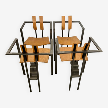 4 old raw design chairs Karl Friedrich Forster model Trix KFF postmodern 70s/80s