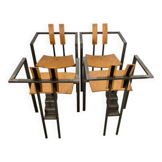 4 anciennes chaises design brut Karl Friedrich Forster modele Trix KFF postmoderne années 70/80