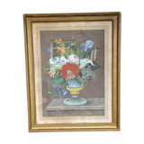 “Bouquet of flowers” still life painting in Neo Classical style, gouache on paper, ca 1830