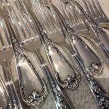 12 silver-plated dessert forks, Ercuis silversmith, Louis XV 29
