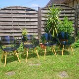 Lot of Opal Wox grey smoke chairs with beech legs.